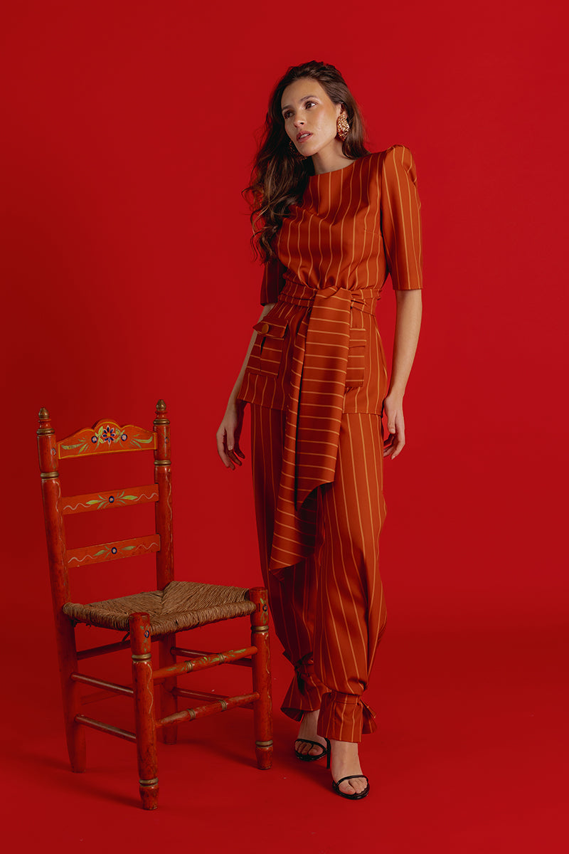 Conjunto Real - M, Rayas Teja/mandarina image