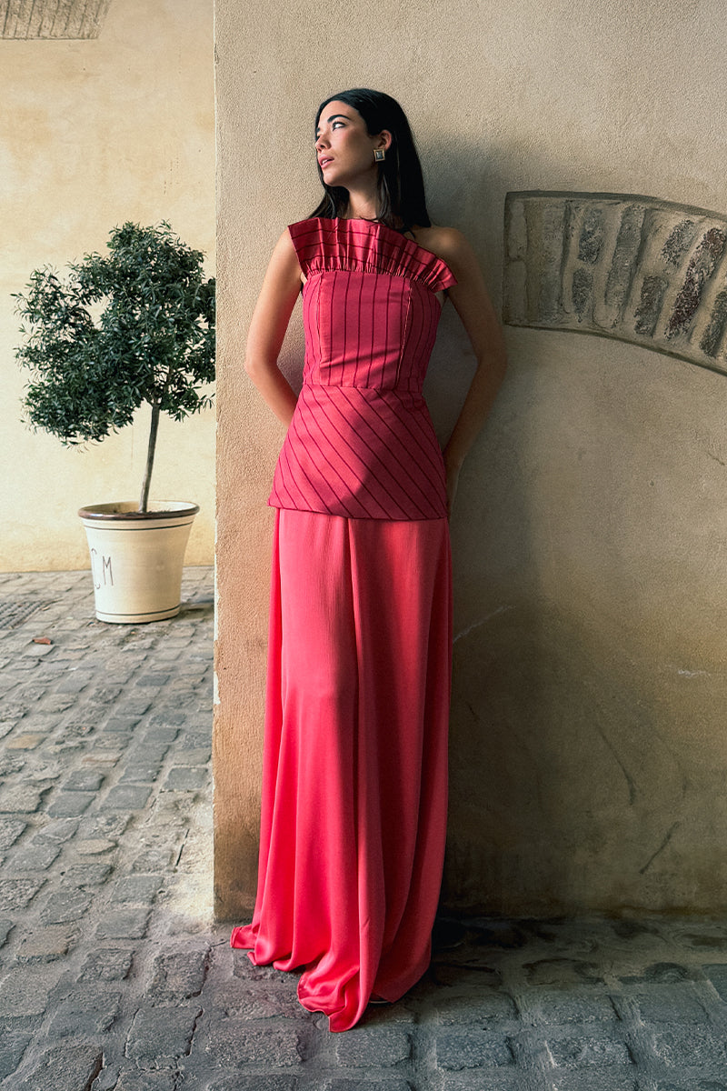 Top Soleil - XS, Coral/ Rojo raya fina image